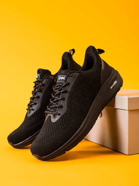 Czarne obuwie sportowe sneakersy męskie DK